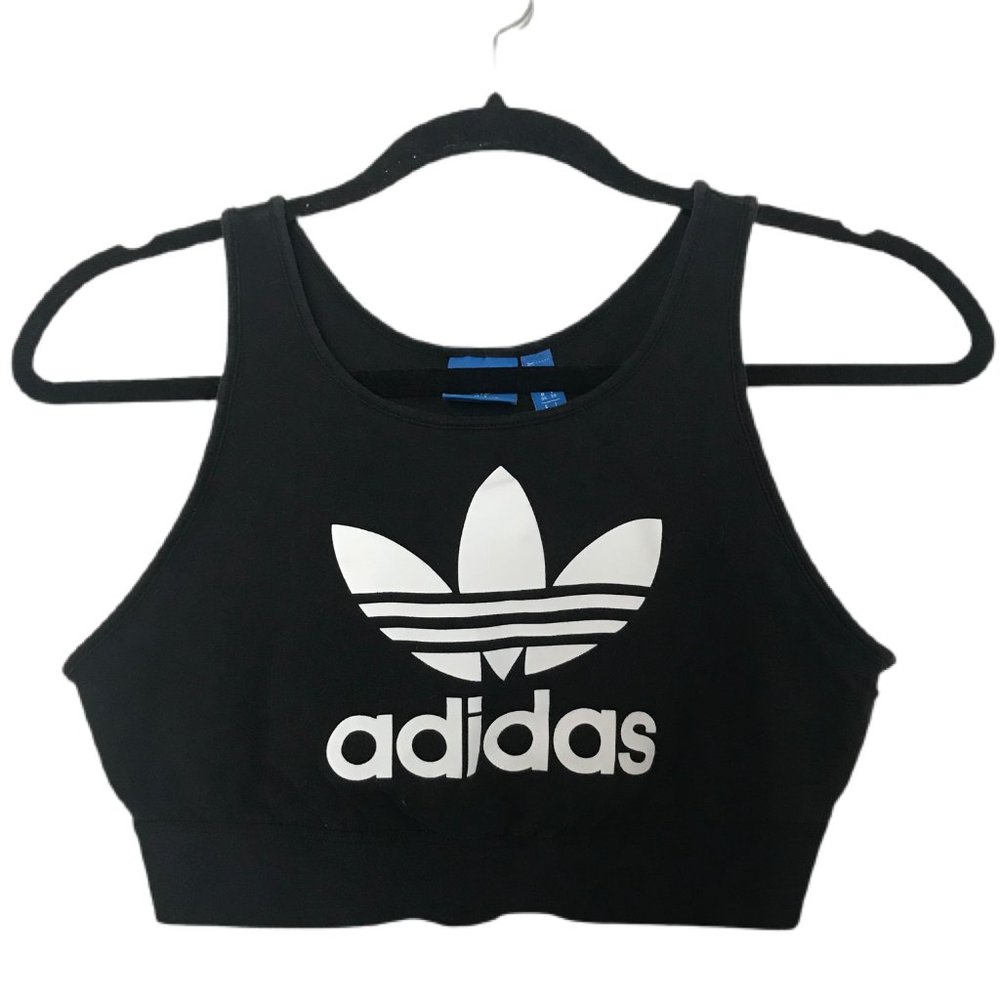 Adidas Logo Black Athletic Racerback Tank Bra Size Small